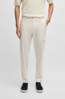 Tapered-fit trousers cotton, silk and stretch