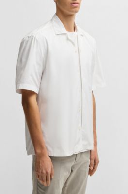 Chemise Relaxed en popeline de coton italien, Blanc