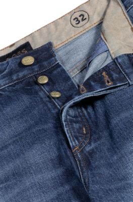 Classic-fit jeans in blue selvedge denim, Dark Blue