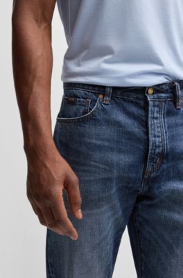 Classic-fit jeans in blue selvedge denim, Dark Blue