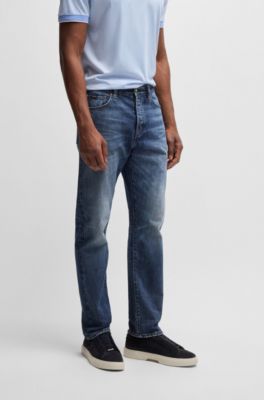 Classic-fit jeans in blue selvedge denim, Dark Blue