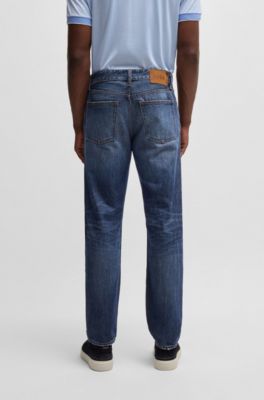 Classic-fit jeans in blue selvedge denim, Dark Blue