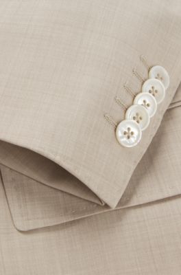 Slim-fit suit in patterned wool and silk, Light Brown