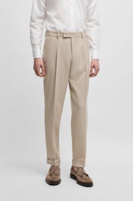 Slim-fit suit in patterned wool and silk, Light Brown