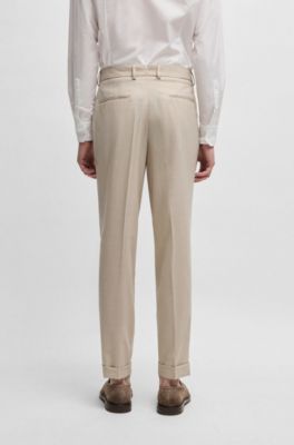 Slim-fit suit in patterned wool and silk, Light Brown