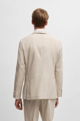 Slim-fit suit in patterned wool and silk, Light Brown