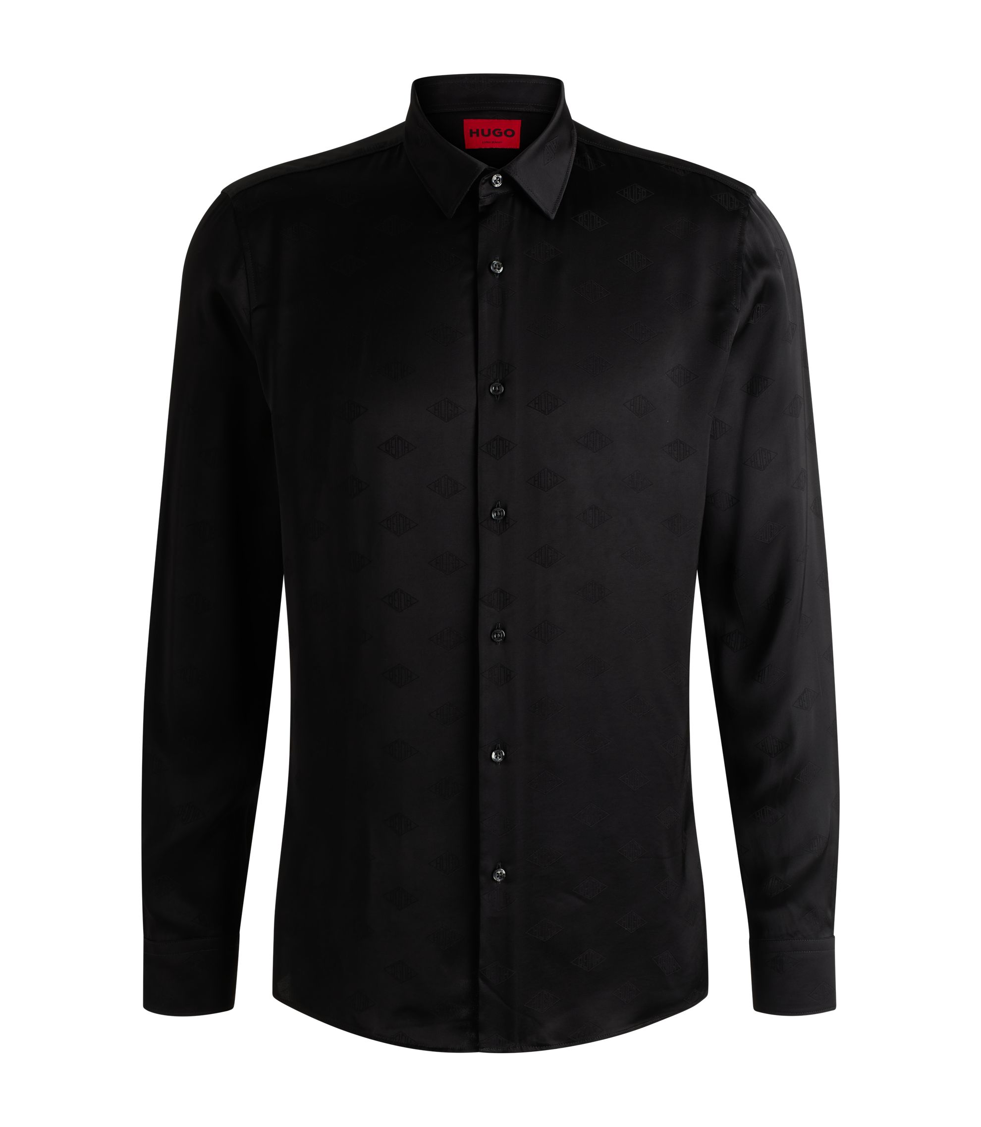 HUGO BOSS スリムフィット ブラックシャツ L HUGO - スリムフィットシャツ イージーアイロン コットン