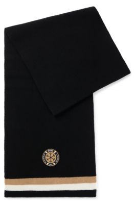 BOSS Ski virgin-wool scarf with logo badge