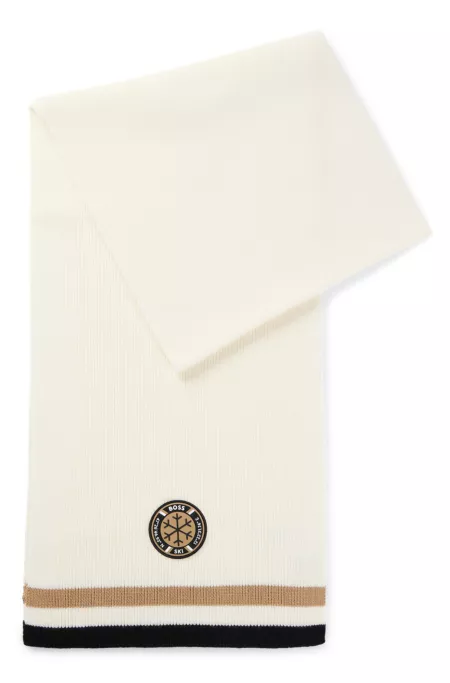 BOSS Ski virgin-wool scarf with logo badge