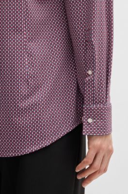 Camisa slim fit en punto t&eacute;cnico el&aacute;stico estampado, Rosa claro
