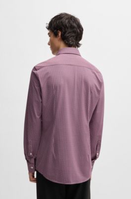 Camisa slim fit en punto t&eacute;cnico el&aacute;stico estampado, Rosa claro