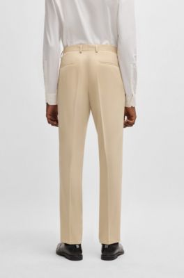 Three-piece slim-fit suit in mohair-look dobby, Light Beige