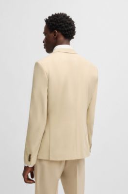 Three-piece slim-fit suit in mohair-look dobby, Light Beige