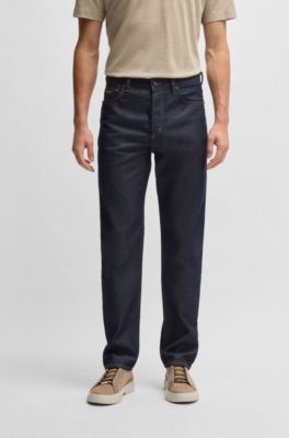 BOSS x ASTON MARTIN regular-fit jeans with carbon-fiber yarn, Dark Blue