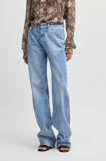 Straight-fit jeans in bright-blue rigid denim
