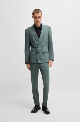 Camisa slim fit de jacquard de algod&oacute;n y lino, Negro