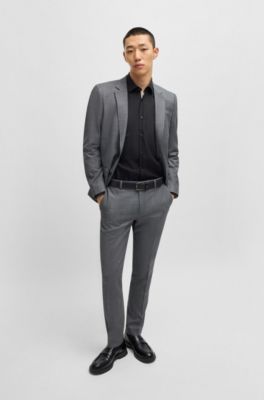 Camisa slim fit en popel&iacute;n de algod&oacute;n de planchado f&aacute;cil, Negro