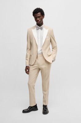 Slim-fit shirt in a striped cotton blend, White