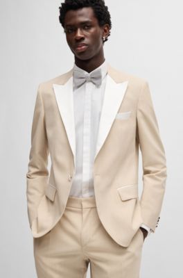 Slim-fit shirt in a striped cotton blend, White