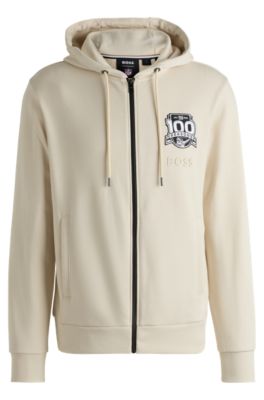 Hugo Boss Boss X Nfl Zip-up Hoodie With Special Branding In White
