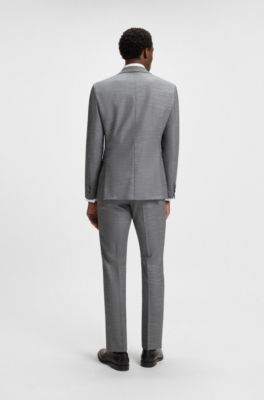 BOSS - Slim-fit suit jacket in patterned stretch fabric - Silver