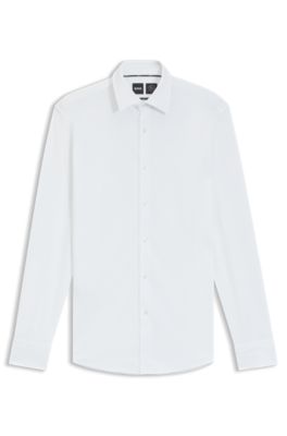 Slim-fit shirt Italian-made performance-stretch seersucker