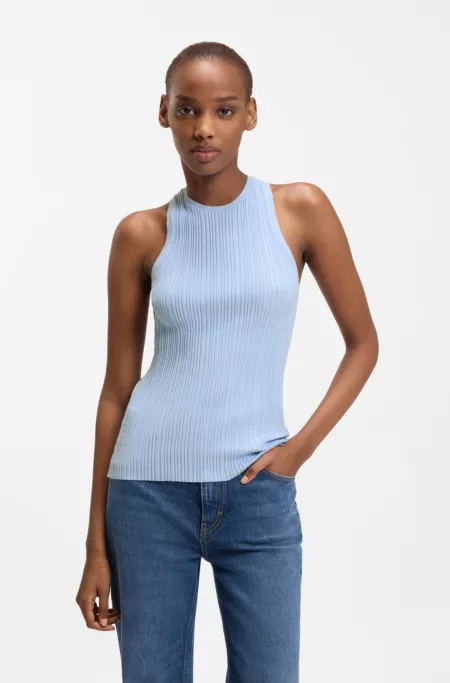 Sleeveless top with irregular rib