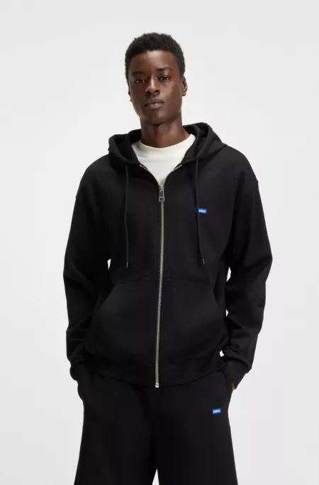 Zip-up hoodie in French terry cotton with logo
