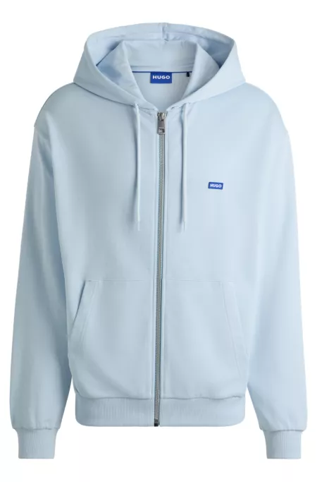 Zip-up hoodie in French terry cotton with logo