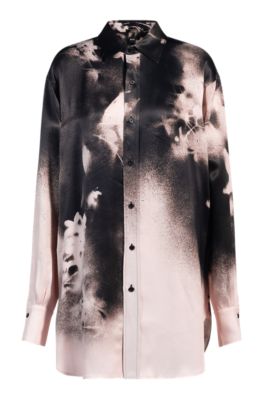 Tailored blouse with floral print, Patterned