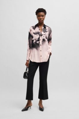 Tailored blouse with floral print, Patterned