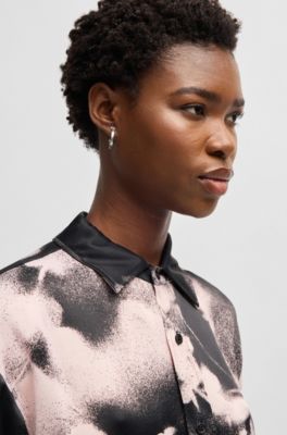 Tailored blouse with floral print, Patterned