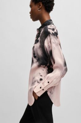 Tailored blouse with floral print, Patterned