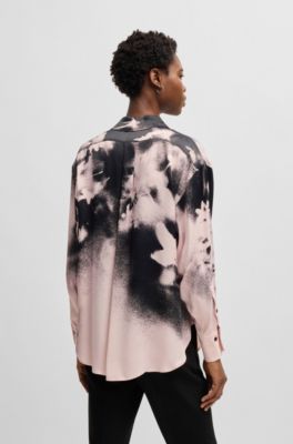 Tailored blouse with floral print, Patterned