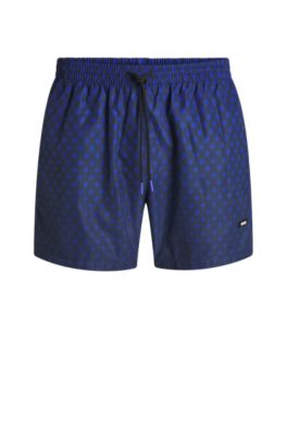 Ba&ntilde;ador estampado con detalle de logo, Azul oscuro