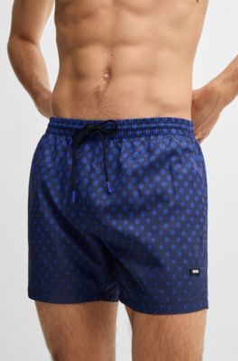 Ba&ntilde;ador estampado con detalle de logo, Azul oscuro