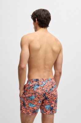 Ba&ntilde;ador estampado con detalle de logo, Naranja