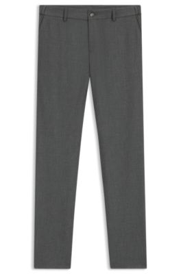 Slim-fit trousers in micro-patterned stretch fabric, Grey
