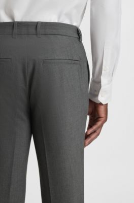 Slim-fit trousers in micro-patterned stretch fabric, Gris