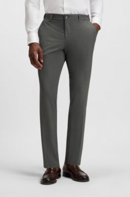 Slim-fit trousers in micro-patterned stretch fabric, Gris