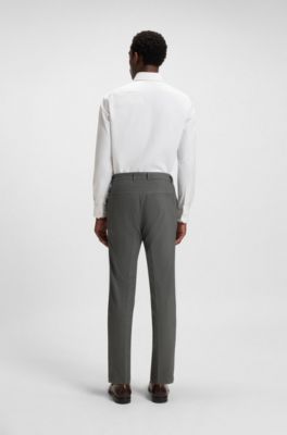 Slim-fit trousers in micro-patterned stretch fabric, Gris
