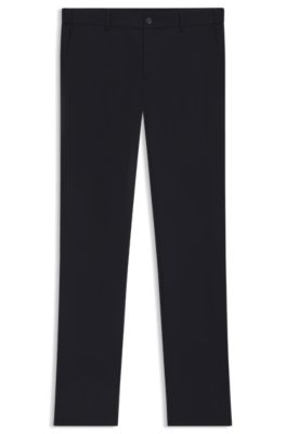 Slim-fit trousers in micro-patterned stretch fabric, Azul oscuro