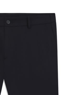 Slim-fit trousers in micro-patterned stretch fabric, Dark Blue