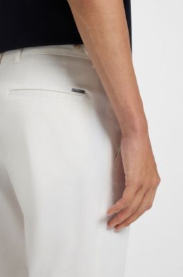 Pantalones formales en c&oacute;modo algod&oacute;n el&aacute;stico, Blanco