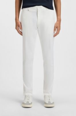 Pantalones formales en c&oacute;modo algod&oacute;n el&aacute;stico, Blanco