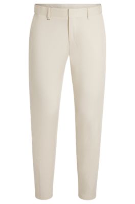 Pantalones formales en c&oacute;modo algod&oacute;n el&aacute;stico, Blanco