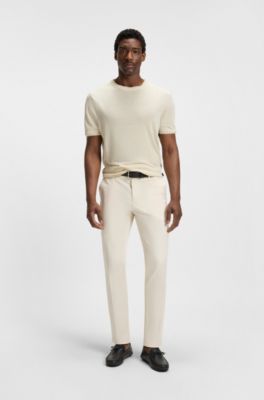 Pantalones formales en c&oacute;modo algod&oacute;n el&aacute;stico, Blanco