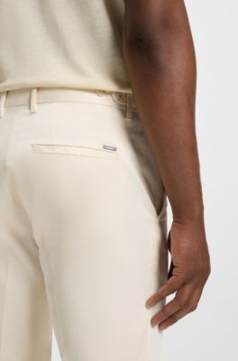 Pantalones formales en c&oacute;modo algod&oacute;n el&aacute;stico, Blanco