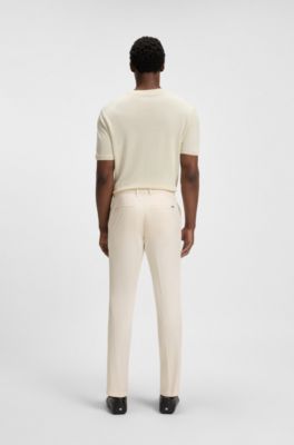 Pantalones formales en c&oacute;modo algod&oacute;n el&aacute;stico, Blanco