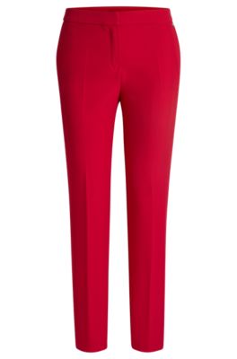 Pantalon Slim en tissu stretch avec rivet logot&eacute;, Rouge